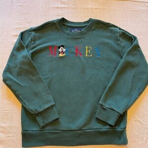Hollister Green Crewneck Sweatshirt with Disney Mickey Mouse Design
